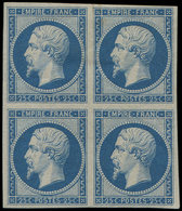 ** EMPIRE NON DENTELE R15c 25c. Bleu, REIMPRESSION, BLOC De 4, 2 Ex. *, Frais, TB - 1853-1860 Napoléon III