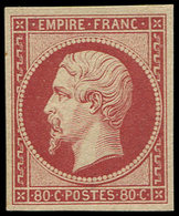 ** EMPIRE NON DENTELE R17Ah 80c. Carmin, REIMPRESSION De 1862, Inf. éclat De G., Sinon Très Plaisant Et TB - 1853-1860 Napoleon III