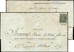 Let EMPIRE DENTELE 19    1c. Olive, Obl. Càd T17 MONTPELLIER 23/( / ) S. Convocation De La Garde Nationale De Montpellie - 1862 Napoléon III.