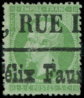 EMPIRE DENTELE 20    5c. Vert, Obl. TYPO D'affiche, 3 Dc, Sinon R Et TB - 1862 Napoléon III.