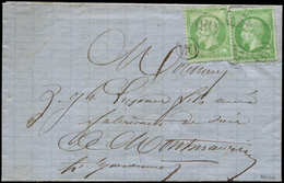 Let EMPIRE DENTELE 20    5c. Vert, 2 Ex. Obl. OR Dans Un Cercle S. LAC Du 12/10/66, TB - 1862 Napoléon III.