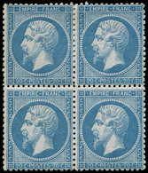 * EMPIRE DENTELE 22   20c. Bleu, BLOC De 4, Frais Et TB - 1862 Napoléon III.