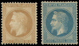 * EMPIRE LAURE 28A Et 29A, 10c. Bistre T I Et 20c. Bleu T I, Gomme Partielle, Sinon TB. Br - 1863-1870 Napoléon III Lauré