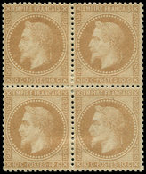 * EMPIRE LAURE 28B  10c. Bistre, T II, BLOC De 4, Très Bien Centré, TB - 1863-1870 Napoleon III With Laurels