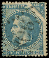EMPIRE LAURE 29B  20c. Bleu, T II, PLI ACCORDEON, Obl. GC, TB - 1863-1870 Napoléon III Lauré