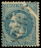 EMPIRE LAURE 29B  20c. Bleu, T II, PLI ACCORDEON, Obl. GC, TB - 1863-1870 Napoleon III With Laurels