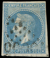 EMPIRE LAURE 29Be 20c. Bleu, NON DENTELE LEBAUDY, Obl. GC, RR, TB. Br - 1863-1870 Napoléon III Lauré