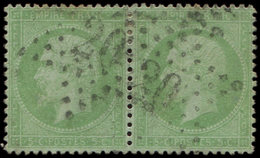 EMPIRE LAURE 35    5c. Vert Pâle Sur Bleu, PAIRE Obl. Etoile 20, TB. C - 1863-1870 Napoléon III Con Laureles