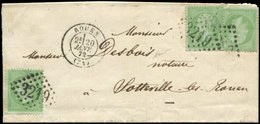 Let EMPIRE LAURE 35    5c. Vert Pâle Sur Bleu, 3 Ex. Obl. GC 3219 S. LSC, Càd T17 ROUEN 20/1/72, TTB. J - 1863-1870 Napoléon III Lauré