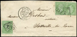 Let EMPIRE LAURE 35    5c. Vert Pâle Sur Bleu, 3 Ex. Obl. GC 3219 S. LSC, Càd T17 ROUEN 20/1/72, TTB. J - 1863-1870 Napoleon III With Laurels