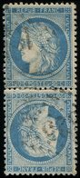 SIEGE DE PARIS T37c 20c. Bleu, TETE BECHE Verticale, Obl. GC, TB - 1870 Siège De Paris