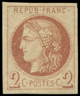 * EMISSION DE BORDEAUX 40Af  2c. Chocolat Clair, Impression Fine De TOURS, Frais Et TB - 1870 Emission De Bordeaux