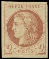 * EMISSION DE BORDEAUX 40Af  2c. Chocolat Clair, Impression Fine De TOURS, Frais Et TB - 1870 Uitgave Van Bordeaux