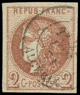 EMISSION DE BORDEAUX 40B   2c. Brun-rouge, R II, Obl. Càd En ALGERIE, 1871, TTB - 1870 Emission De Bordeaux