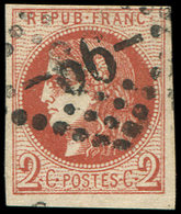 EMISSION DE BORDEAUX 40Ba  2c. Rouge BRIQUE, R II, Obl. GC 66, TTB. Br - 1870 Ausgabe Bordeaux