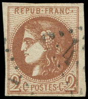 EMISSION DE BORDEAUX 40Bg  2c. Chocolat, R II, Obl. GC, TB. C - 1870 Ausgabe Bordeaux