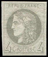 ** EMISSION DE BORDEAUX 41B   4c. Gris, R II, Frais Et TB - 1870 Ausgabe Bordeaux