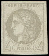 (*) EMISSION DE BORDEAUX 41A   4c. Gris, R I, Position 13, TB, Certif. Calves - 1870 Ausgabe Bordeaux