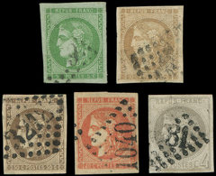 EMISSION DE BORDEAUX 41B, 42B, 43A, 47 Et 48, 4c., 5c., 10c., 30c. Et 40c., Tous Obl. GC, TB. Br - 1870 Bordeaux Printing