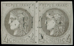 EMISSION DE BORDEAUX 41Be  4c. Gris FONCE, R II, PAIRE Obl. GC Léger 1713, TTB. C, Cote Maury - 1870 Emission De Bordeaux