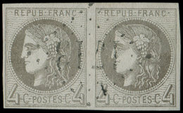 EMISSION DE BORDEAUX 41Be  4c. Gris FONCE, R II, PAIRE Obl. GC Léger 1713, TTB. C, Cote Maury - 1870 Bordeaux Printing