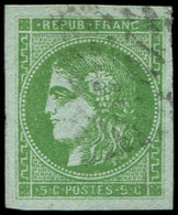 EMISSION DE BORDEAUX 42B   5c. Vert-jaune, R II, Belles Marges, Obl. GC Léger, TTB - 1870 Bordeaux Printing