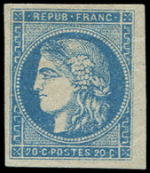 * EMISSION DE BORDEAUX 45A  20c. Bleu, T II, R I, Frais Et TB. C - 1870 Emission De Bordeaux