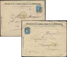 Let EMISSION DE BORDEAUX 45B Et 45C Obl. Càd T17 Et Amb. S. 2 Env. Chemins De Fer Paris Lyon Méditerranée, TB - 1870 Emission De Bordeaux