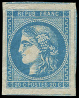 * EMISSION DE BORDEAUX 46B  20c. Bleu, T III, R II, Grandes Marges, TTB - 1870 Emission De Bordeaux