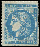 * EMISSION DE BORDEAUX 46B  20c. Bleu, T III, R II, PERCE En LIGNES, TB - 1870 Emission De Bordeaux