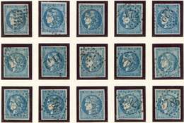 EMISSION DE BORDEAUX 46A  20c. Bleu, T III, R I, BLOC REPORT Reconstitué, Obl., TB - 1870 Ausgabe Bordeaux