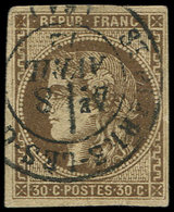 EMISSION DE BORDEAUX 47   30c. Brun, Obl. Càd T17 ST PIERRE-LES-CALAIS 8/4/72, TB. Br - 1870 Bordeaux Printing