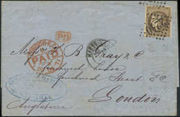 Let EMISSION DE BORDEAUX 47   30c. Brun, Obl. GC 2240 S. LAC, Càd MARSEILLE 18/12/71, Arr. LONDRES Le 20/12, TB - 1870 Bordeaux Printing