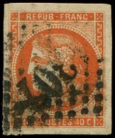 EMISSION DE BORDEAUX 48a  40c. Orange Vif, Obl. GC Un Peu Gras, TB. Br - 1870 Bordeaux Printing