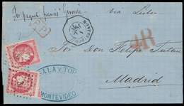 Let EMISSION DE BORDEAUX 49   80c. Carmin (2 Dont Un Juste En Bas) Obl. ANCRE S. LSC, Cachet PP Rouge, Càd Octog. MONTEV - 1870 Emission De Bordeaux