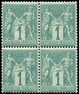 ** TYPE SAGE 61    1c. Vert, BLOC De 4, TB - 1876-1878 Sage (Type I)