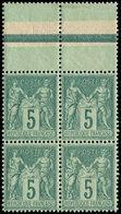 ** TYPE SAGE 75    5c. Vert, BLOC De 4 Bdf, Très Bon Centrage, TTB - 1876-1878 Sage (Type I)