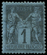 * TYPE SAGE 84    1c. Noir Sur BLEU De PRUSSE, Gomme Altérée, Sinon Frais Et TB, Certif Calves - 1876-1878 Sage (Type I)