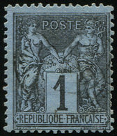 TYPE SAGE 84    1c. Noir Sur BLEU DE PRUSSE, Obl., 2 Petits Plis D'angle, Aspect TB - 1876-1878 Sage (Type I)