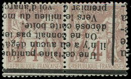 TYPE SAGE 88    4c. Lilas-brun Sur Azuré, PAIRE Obl. TYPO, TB - 1876-1878 Sage (Typ I)