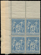 ** TYPE SAGE 90   15c. Bleu, BLOC De 4 Cdf, TTB - 1876-1878 Sage (Typ I)