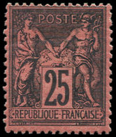 * TYPE SAGE 91   25c. Noir Sur Rouge, Frais Et TTB - 1876-1878 Sage (Type I)