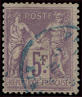 TYPE SAGE 95    5f. Violet Sur Lilas, Obl. Càd BLEU, TB - 1876-1878 Sage (Type I)