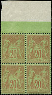 ** TYPE SAGE 96   20c. Brique Sur Vert, BLOC De 4 Bdf, Bon Centrage, TTB - 1876-1878 Sage (Type I)