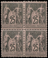 * TYPE SAGE 97   25c. Noir Sur Rose, BLOC De 4, Bon Centrage, TB - 1876-1878 Sage (Type I)