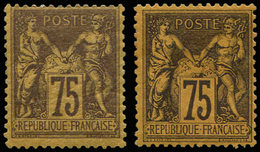 * TYPE SAGE 99 Et 99a, 75c. Violet Sur Orange Et Violet Sur Jaune, 2 Nuances Bien Distinctes, B/TB - 1876-1878 Sage (Type I)