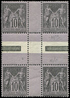 * TYPE SAGE 103b 10c. Noir Sur Lilas, T I Et T II Se Tenant Dans Un BLOC De 4 Interp. En Croix, 2 Ex. **, Frais Et TB - 1876-1878 Sage (Type I)