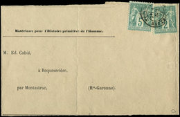 Let TYPE SAGE SUR LETTRES N°64 + 74 Obl. Càd TOULOUSE 1/11/76 Sur Bande Incomplète "Matériaux Pour L'Histoire Primitive  - 1877-1920: Période Semi Moderne