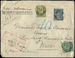 Let TYPE SAGE SUR LETTRES N°75 + 82 + 90 Obl. Càd CHARGEMENTS/MARSEILLE 17/12/90 Sur Env. CHARGE, TB - 1877-1920: Semi Modern Period