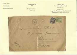 Let TYPE SAGE SUR LETTRES N°82 + 97 Obl. Càd CHARGEMENTS/NICE 23/3/92 Sur Env. Rec., Arr. Bienne/Suisse Le 24/3, TB - 1877-1920: Période Semi Moderne